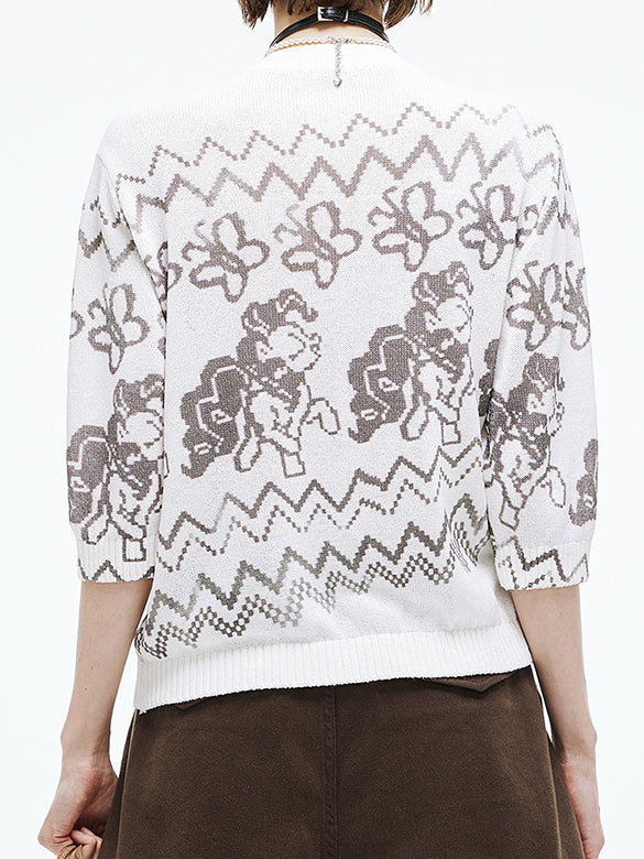 Dot Pattern Knit Cardigan