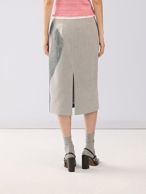 Euan Roberts Collaboration Printed Tight Denim Skirt