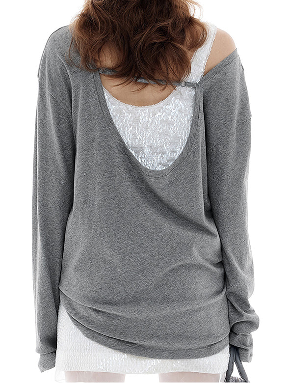 Back-side Design Long Sleeves T-shirt