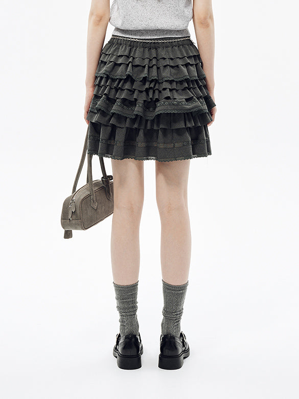 Lace Combination Frill Skirt