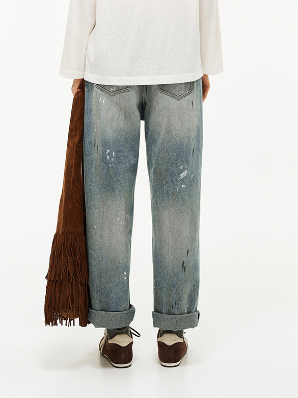 Painted & Beads Denim Pants