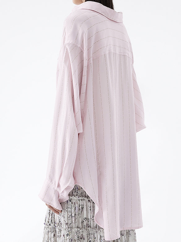 Letter Embroidery Stripe Shirt