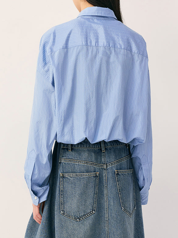 Waist Aperture Pin-stripe Shirt