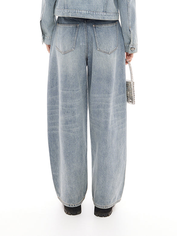 Foil Printed Denim Pants