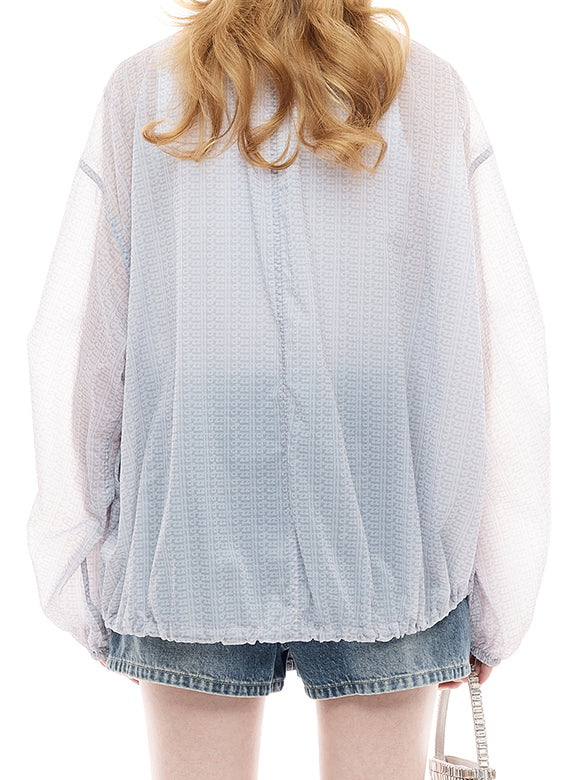 Monogram Pattern Sheer Blouson