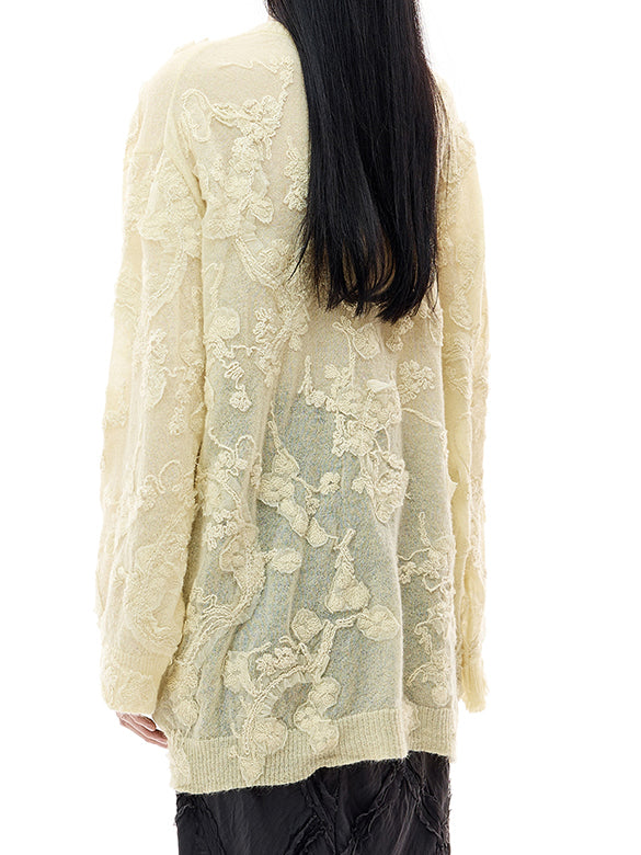 Flower Embroidery Knit Top