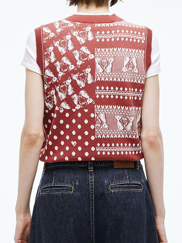 Mixed Pattern Knit Vest