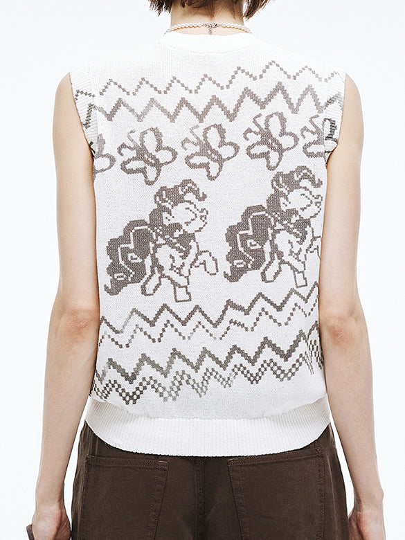 Dot Pattern Sleeveless Knit