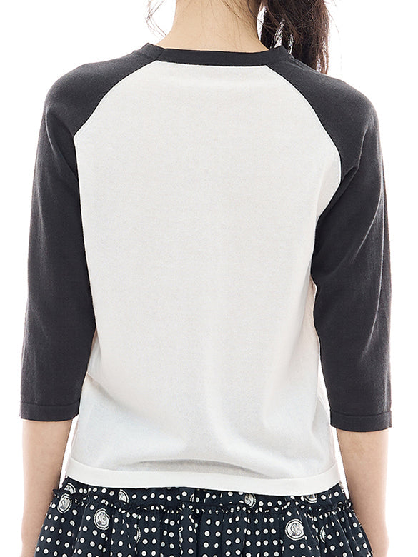 Embroidery Raglan Sleeves Knit Top