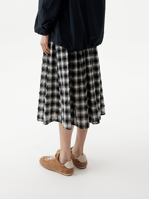 Plaid Wrinkle Easy Skirt