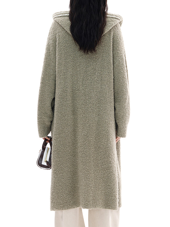 Loop-yarn Line Knit Gawn Hoodie