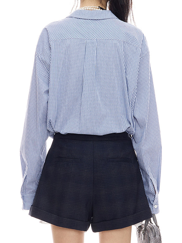Plaid frill Blouse