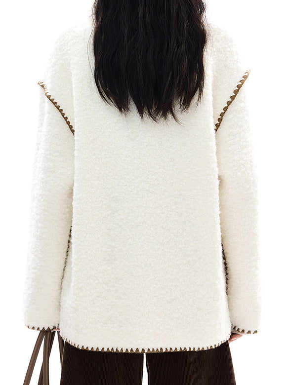 Bi-color Stitch Boa Half Coat