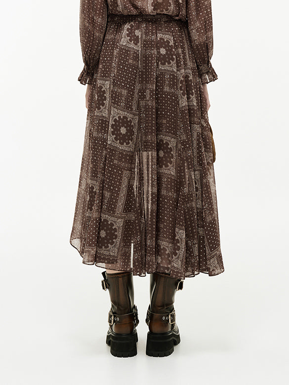 Geometric Printed Chiffon Skirt