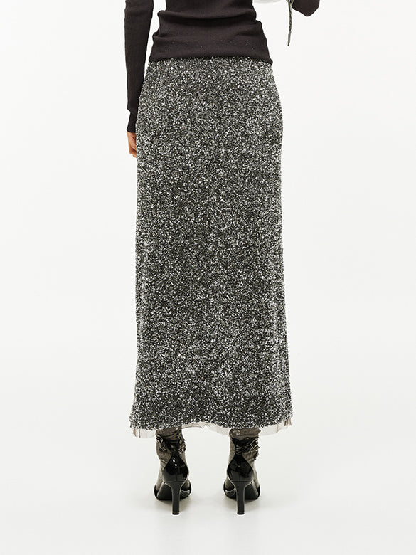 Sequins Slit Skirt