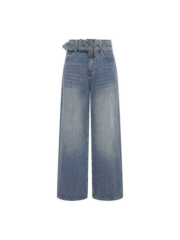 Belted Denim Pants