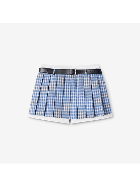 Plaid Belted Skirt
