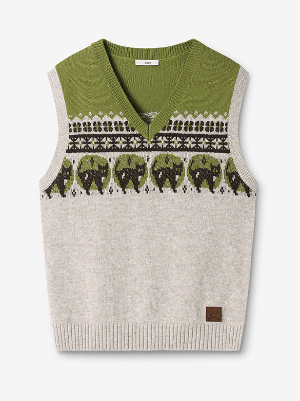 Cat Design Knit Vest