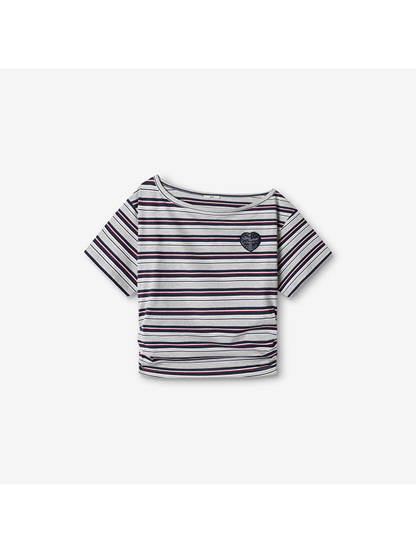 One-shoulder Design Stripe T-shirt