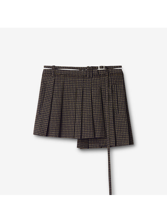 Plaid Tweed Tuck Skirt