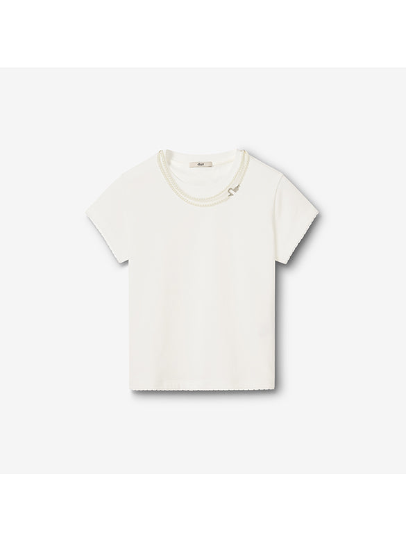 Pearl Neckless Combination T-shirt