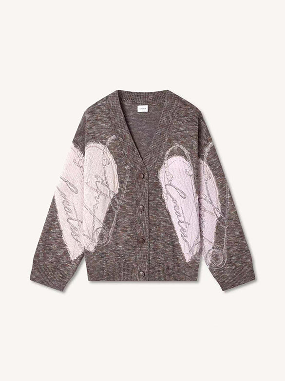Heart Design Knit Cardigan