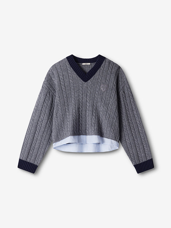 Shirt Layered V-neck Knit