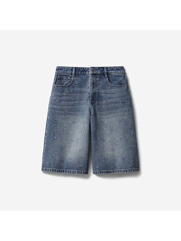 Monogram Denim Half Denim Pants