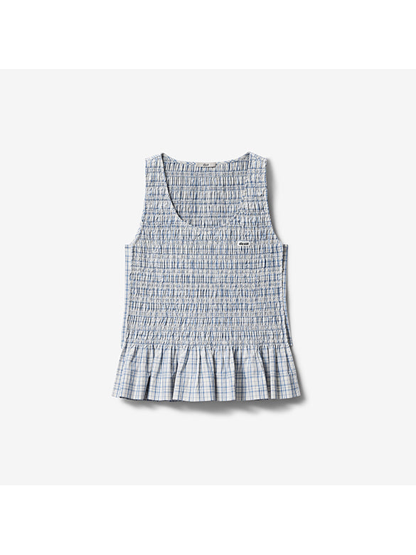 Plaid Gather Sleeveless Top
