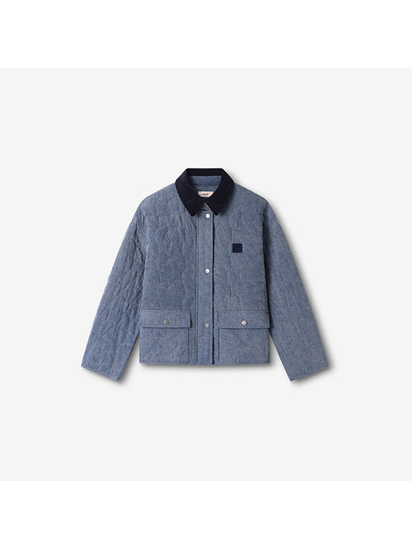 Corduroy Collar Denim Padded Jacket