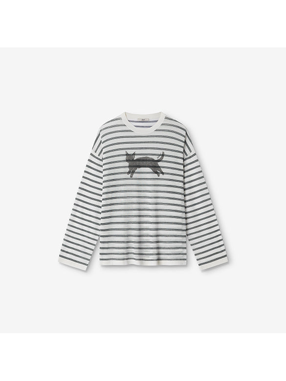 Stripe Cat Knit Top