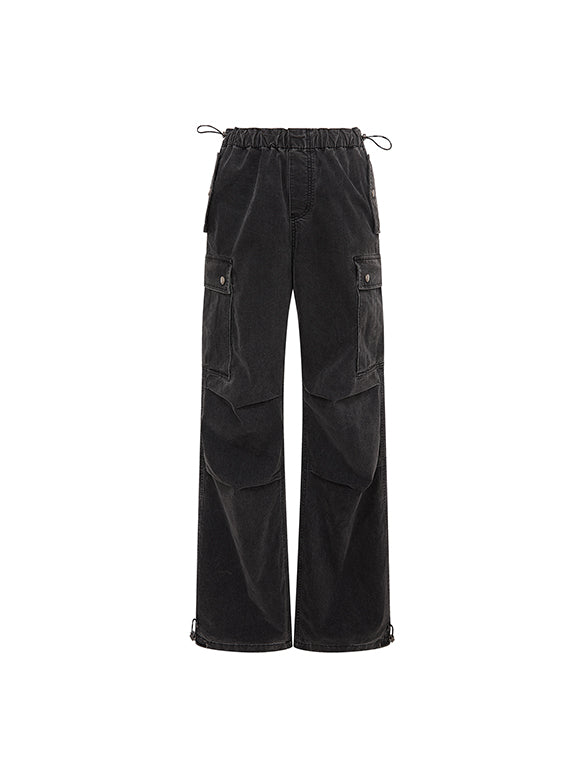 Black Denim Cargo Pants
