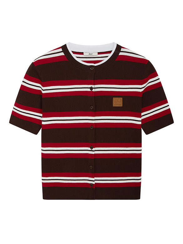 Retro-color Stripe Knit Cardigan