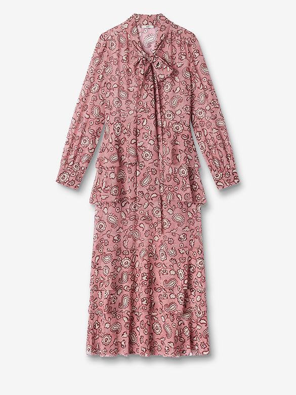 Printed Bow-tie Chiffon Dress