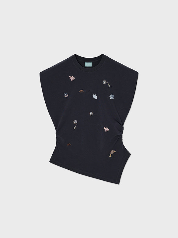 Embroidery Design Asymmetry Top