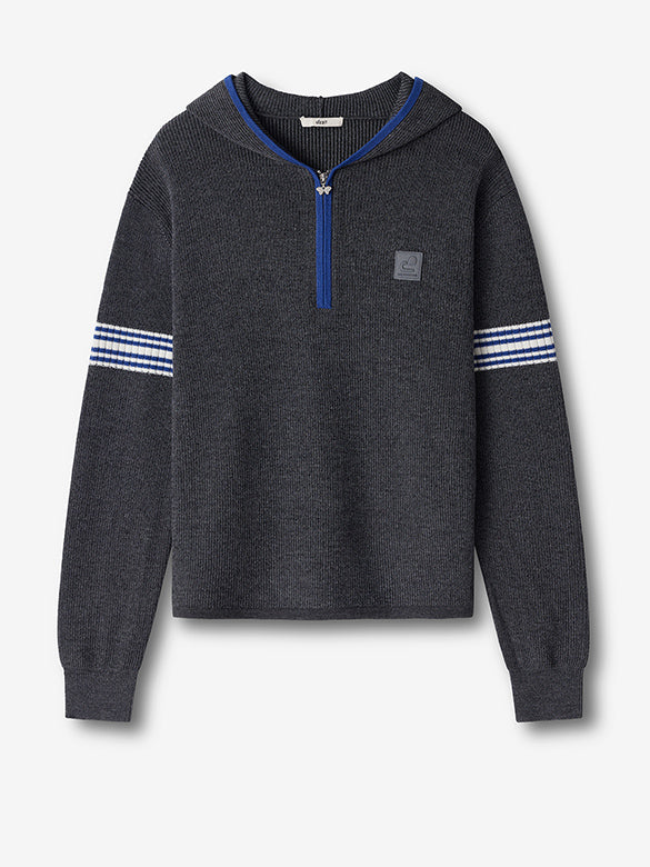 Bi-color Line Hoodie Knit