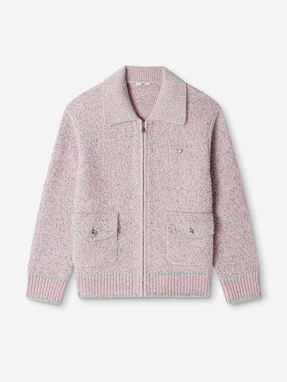 Rib-collar Zipper Knit
