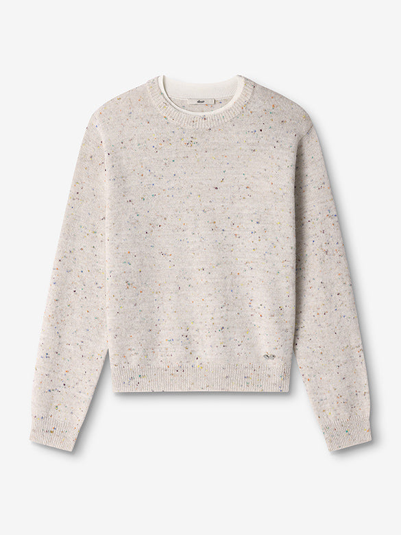Double Collar Mix Knit Top