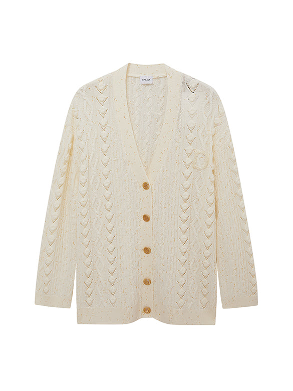 Beads Cable Knitting Cardigan