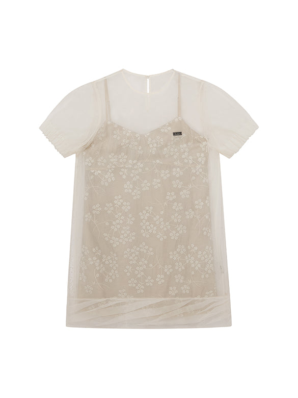 Beads Flower Layered Dress