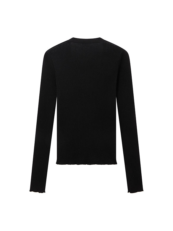 Star Button Rib Knit Cardigan