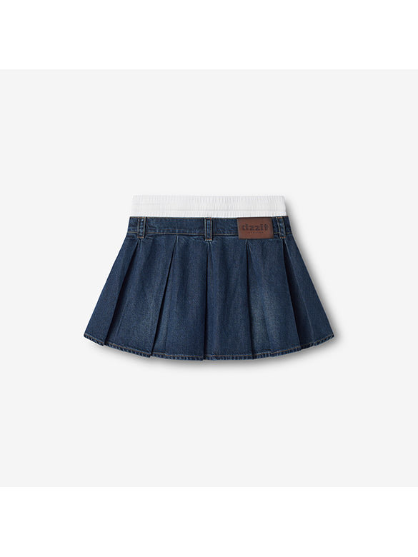 Waist Double Denim Skirt