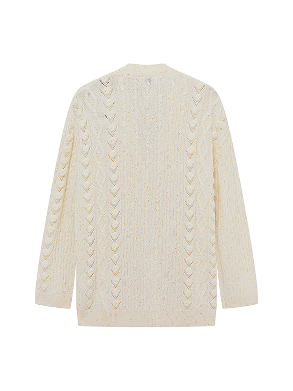 Beads Cable Knitting Cardigan