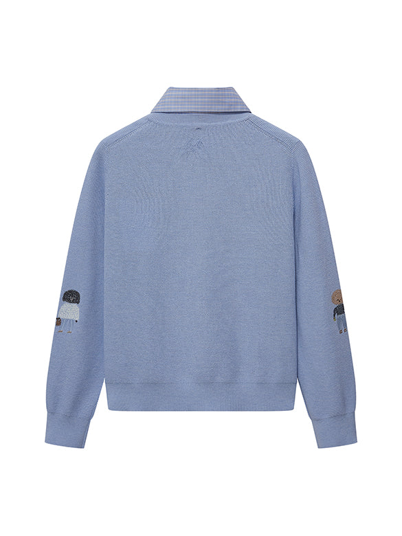 Embroidery Character Collar Knit
