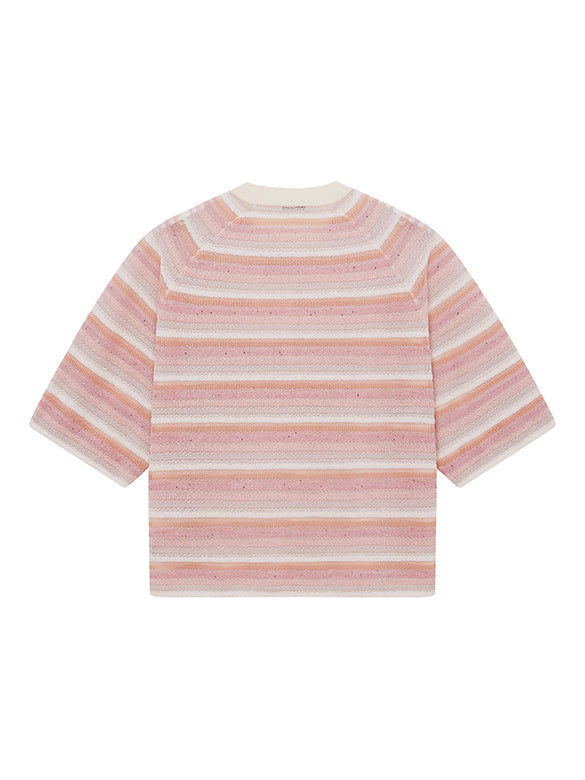 Sequins Design Pink Stripe Knit