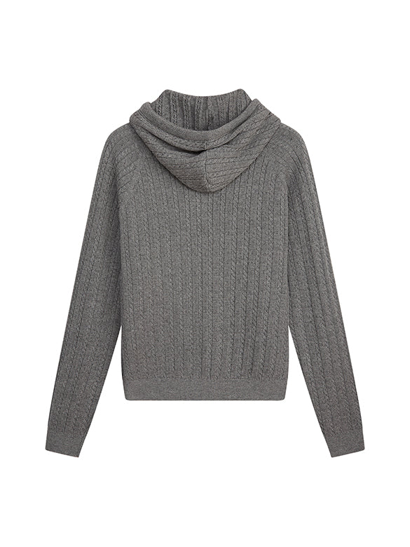 Pompon Code Knit Hoodie