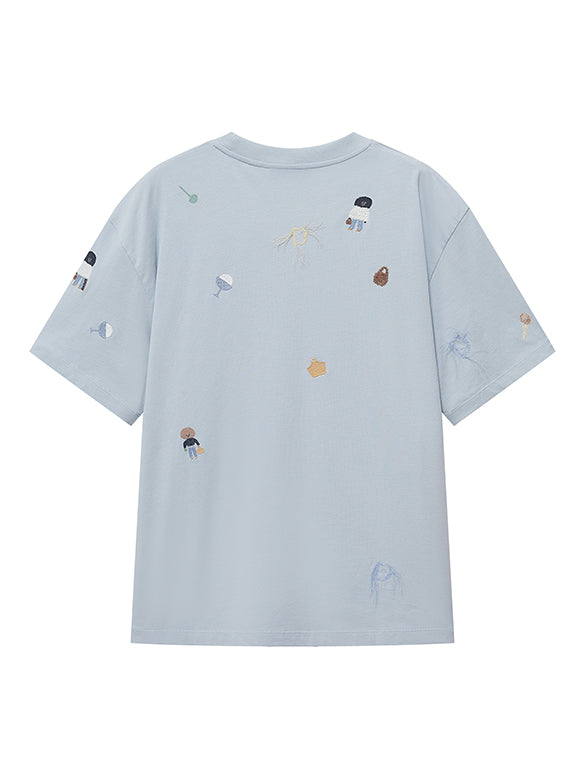 Embroidery Character Pattern T-shirt