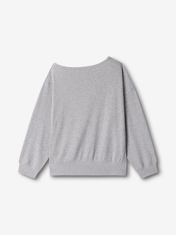 Cat Printed One-shoulder Sweatshirt