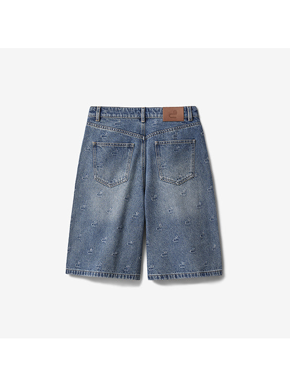 Monogram Denim Half Denim Pants