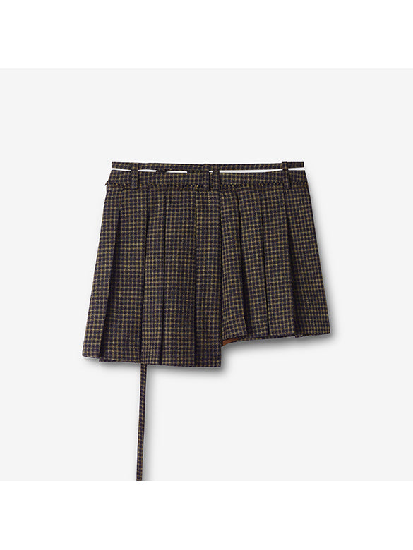 Plaid Tweed Tuck Skirt